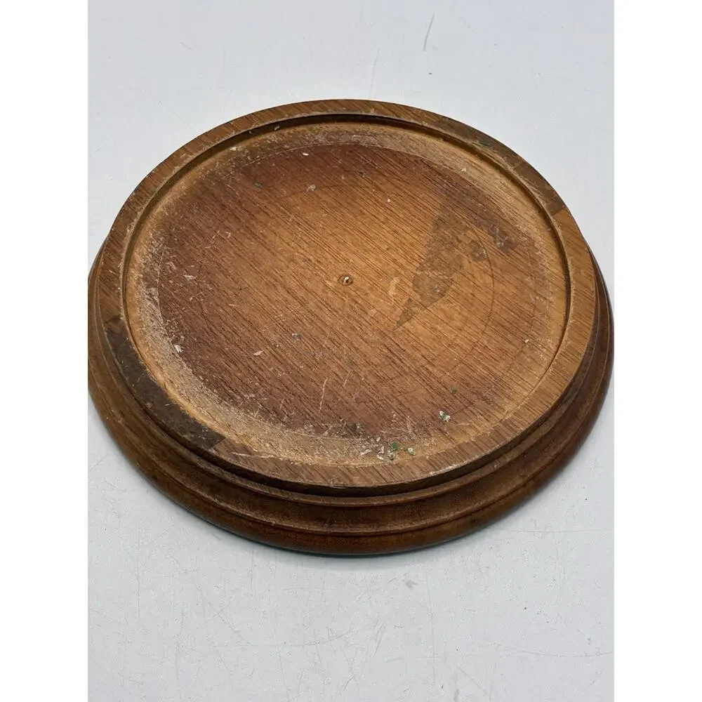 Vintage Handmade Sphere Candle Pressed Flowers Wood Base 5” Boho Decor